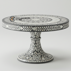 Support à gâteau rond en nacre grise artisanal avec finition antiadhésive écologique, piédestal luxueux pour la décoration de desserts - Product Image 6