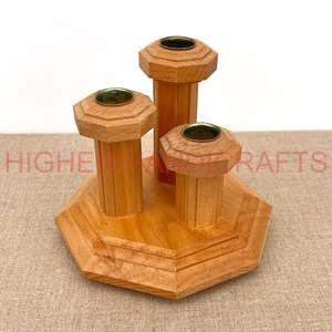 Candelabro de Madera Sólida de Tres Velas, Diseño Rústico, Hecho a Mano, Tamaño Personalizado, Directo de Fábrica, Premium, para Navidad - Product Image 5