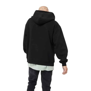 Sudadera Negra con Dobladillo y Puños Acordonados, Cuello Cruzado, Estilo Pullover, Bordado de Tela, 80% Algodón, 20% Poliéster, Talla Grande - Product Image 3