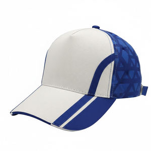 Unisex 6-Panel Baseball Cap White Body Blue Trim Mesh Fabric Adjustable Metal Buckle Casual <b>Hat</b> for Adults Spring Summer Wear - Product Image 4