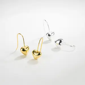18k Gold Plated Heart Earrings 925 Sterling Silver Women Luxury Heart Drop Fashion Heart Shape Stud Earrings Jewelry