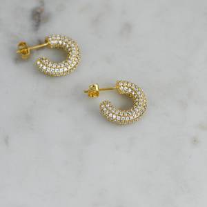 Chaud éblouissant petits cerceaux en or CZ boucle d'oreille zircon cubique 925 argent Sterling solide mémorable grosses boucles d'oreilles cadeau pour elle - Product Image 2