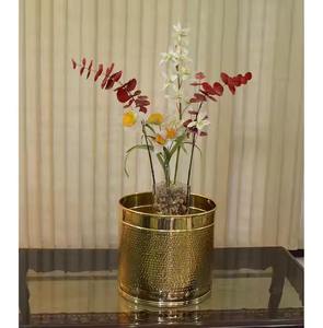 Jardinière décorative en laiton avec surface brillante, récipient pour plantes d'intérieur doré pour décoration de table de salon - Product Image 5