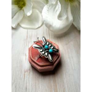 Tim Yazzie <b>Adjustable</b> <b>Ring</b> Kingman Turquoise & Sterling Silver Inlay Fashionable Gold Plated Stainless Steel Gift - Product Image 2
