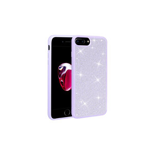 Funda de Silicona de Lujo Color Lila con Piedras SENK Anti-Huellas para iPhone 7 Plus, Estilo Suave, Protectora, con Brillantes - Product Image 1