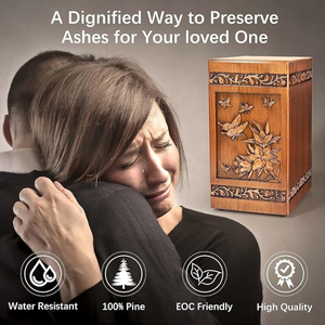 Urnes en bois faites à la main pour cendres humaines adulte mâle femelle gravé papillon urne funéraire urne décorative enterrement - Product Image 4