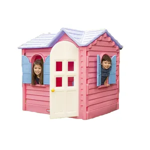 Wholesale LT Pink Farmhouse Playhouse Plastic Playhouse With Doorbell Children Outdoor Indoor Garden Safe And Fun Toy for Kids