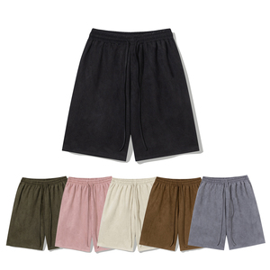 Shorts décontractés en molleton de coton pour hommes, respirants, séchage rapide, taille mi-haute, motif uni, tailles XS à 6XL - Product Image 1