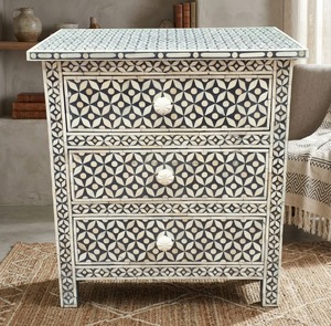 Meuble de chevet rectangulaire flexible fait main, motif mosaïque, imitation moderne, décoration d'intérieur, 3 tiroirs - Product Image 1