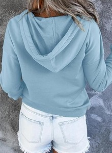 เสื้อสเวตเตอร์แขนยาวทรงหลวมหนาลำลองของผู้หญิงผ้าฟลีซผ้าฝ้าย100% มีกระเป๋าฤดูหนาว - Product Image 3