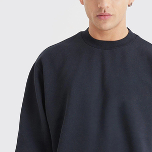 Sudadera Deportiva de Algodón Negra para Hombre, Manga Larga, Cuello Redondo, Color Sólido, Corte Holgado, Informal, para Otoño, con Bolsillos Laterales - Product Image 6