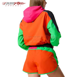 <b>Lightweight</b> Windbreaker Shorts Set For <b>Women</b> With Zipper <b>Jacket</b> And Elastic Waist Stylish Windbreaker Shorts Set - Product Image 4