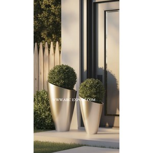 Juego de 2 jardineras de flores redondas de Metal con estilo para interiores, suministros de jardineras decorativas clásicas para el hogar y el jardín - Product Image 6