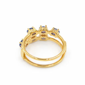 แหวนเงินแท้ 925 ประดับแทนซาไนต์ทรงรี 6 เม็ด แบบสองแถว ดีไซน์แบบ Eternity สำหรับผู้หญิง - Product Image 6