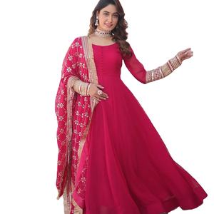 Vestido de fiesta de alta calidad para mujer con bordado de secuencia de Georgette de imitación de diseñador de Fab Zone - Product Image 1