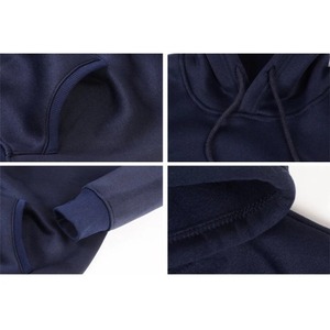 เสื้อฮู้ดสวมหัวแขนยาวสำหรับผู้หญิงและผู้ชาย, เสื้อมีฮู้ดสีน้ำเงินเข้มพร้อมกระเป๋าลำลองเสื้อกีฬาขนแกะด้านนอกสำหรับฤดูใบไม้ร่วงและฤดูหนาว - Product Image 6