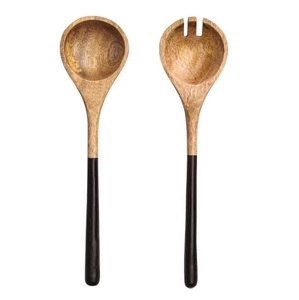 Sustainable Export Quality Mango Enamel Print Wood Salad Server Set Elegant Home Restaurant Tableware for Weddings <b>Flatware</b> - Product Image 2