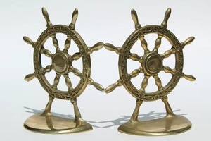 Juego de 2 sujetalibros de piña con acabado dorado de lujo para la decoración elegante de la oficina en casa y la estantería, hechos a mano de La India - Product Image 5