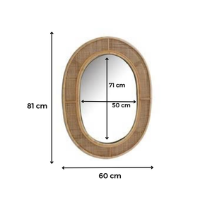 Luxurious Vietnam Eco-Friendly <b>Oval</b> Rattan <b>Mirror</b> Easy to Clean Daily Use Creates Cozy Welcoming Environment for Birthdays - Product Image 1