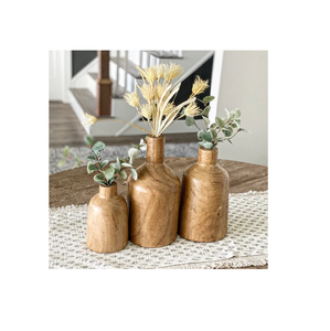 Vase à fleurs de ferme en bois rustique Vase en bois de Paulownia Vase à fleurs en bois pour dessus de table décoratif - Product Image 6