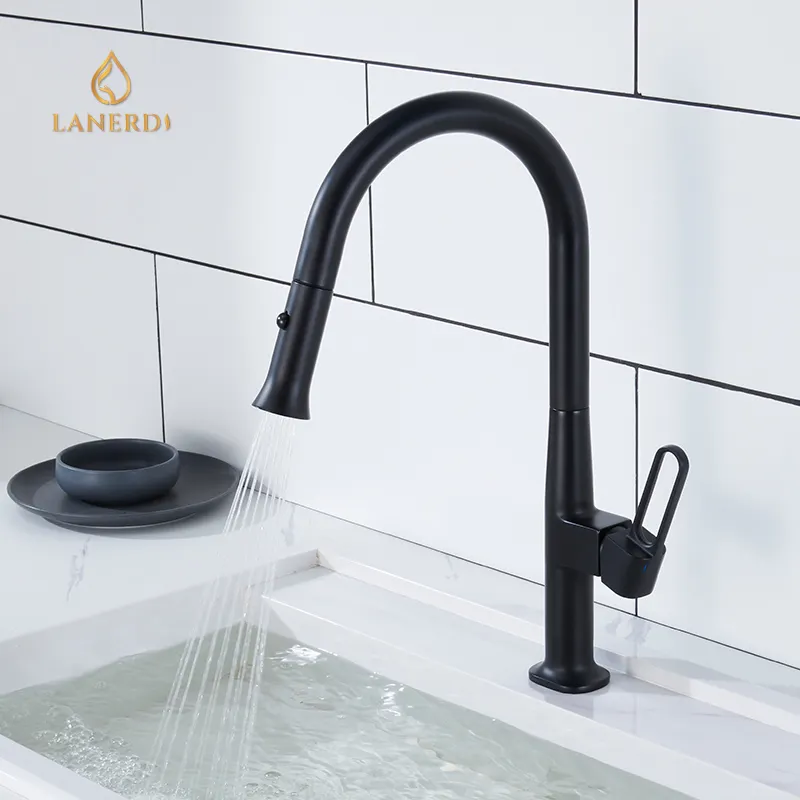 UPC nsf 61 9 Matte Black North American pulldown sprayer kitchen faucet in matte black