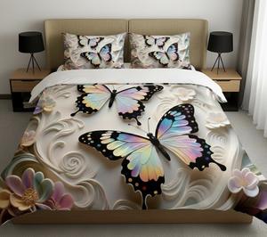 Ensemble de taies d'oreiller en coton de luxe 3D avec motif de papillon en relief, taille king, 2 pièces, douces, pliées, 600TC, housses de coussin décoratives - Product Image 2