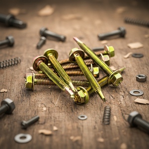 Vis autoperceuse à tête hexagonale, acier au carbone de classe 8, galvanisé, phosphate de zinc, filetage standard, marque PDC, vis Tek, pouce, durable - Product Image 1