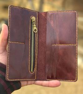 Portefeuille en cuir véritable fait main de style vintage pour homme, fermeture ouverte, longue fonctionnalité RFID, polyester pour le rangement de l'argent - Product Image 3