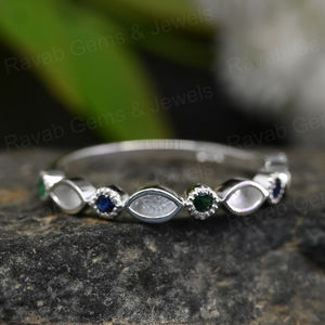 Hecho a mano 925 Plata 2x4mm Marquesa Color CZ media eternidad bisel en blanco ajuste anillo leche materna DIY cenizas trabajo recuerdo joyería - Product Image 5