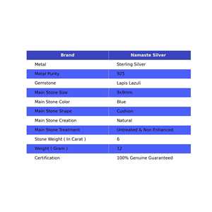 Handmade 925 Sterling Silver Lapis Lazuli Ring September Birthstone <b>Statement</b> Jewelry Natural Blue Gemstone <b>Cushion</b> IGI - Product Image 3