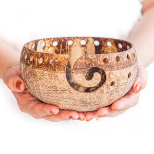 Bol en fil de coquille de noix de coco Artisan-Support durable pour les projets de tricot et de crochet | Cadeau écologique artisanal Vietnam Supply - Product Image 3