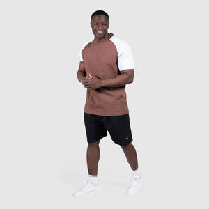 T-shirt Homme Coupe Slim Style Urbain à Motif Uni en Coton Épais Col Épais Manches Raglan Respirant Écologique - Product Image 4