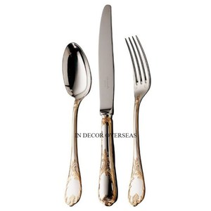 Dernier modèle Arrivée Unique Fantaisie Designer Argent Brillant Poli Couverts Ensemble Avec Or Plaqué Poignées Ustensiles De Cuisine Fournitures - Product Image 2