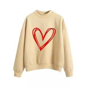 Pull imprimé coeur pour femmes impression sweat haut sweat à manches longues - Product Image 1