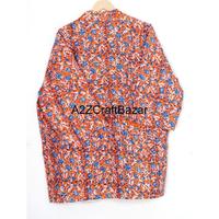Veste matelassée tissée respirante à imprimé floral rayé pour femme, grande taille, en coton, coupe kimono décontractée
