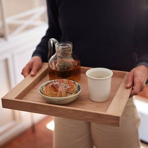 Superior Best Quality Modern Luxury Handpainted Mango Wood <b>Serving</b> Platter Walnut Tray <b>Set</b> 3 Pcs Brown Color Kitchen Home - Product Image 6