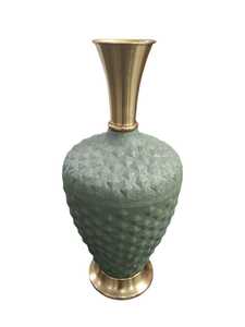 Jarrón de Metal blanco elegante hecho a mano textura de diamante cuello dorado decoración moderna para el hogar para arreglos florales artificiales costeros - Product Image 4