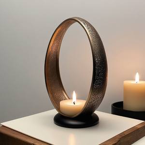 Bougeoir T-Lite ovale en métal fabriqué à la main Centre de table de Noël avec lanternes et bocaux Décoration de la maison par WB INC India - Product Image 1