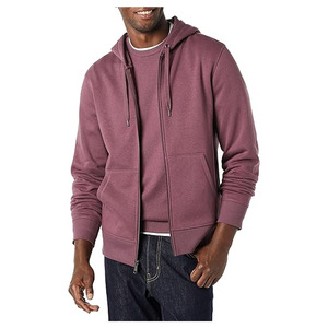 Men Winter Hoodie Sweatshirt 100% Cotton Fleece Knitted Fabric 410g Long Sleeve Zipper-Up Eco-Friendly Breathable Pocket Solid - Product Image 4
