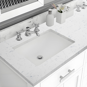 Venta caliente moderno blanco azul claro venas alto brillo losa de cuarzo Artificial duradero resistente a los arañazos cocina encimera Hotel Bar - Product Image 4