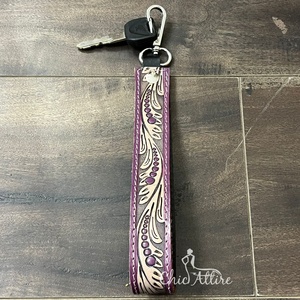 พวงกุญแจหนังแท้สุดหรู งานแฮนด์เมด ดีไซน์เก๋ สายคล้องข้อมือแบบตะวันตก สำหรับผู้หญิง - Product Image 1