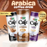 Bebida de Café Capuchino 250ml, Lata de Aluminio, Marca VINUT, Etiqueta Privada OEM Vietnam, Bebida de Café al por Mayor, Bebida para Cafetería