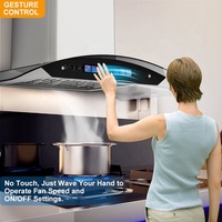 Hotte de cuisinière en verre incurvé de 36 po avec commande vocale Design élégant Hotte d'aération intelligente