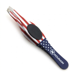 Pinzas Profesionales para Cejas KOUNAIN, Diseño Inclinado, Hechas a Mano, Modernas, Ligeras y Duraderas, Color de la Bandera de Canadá, Acero Inoxidable, Agarre de Silicona - Product Image 2