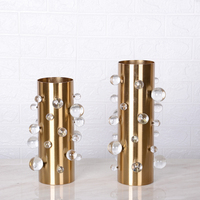 Vase à fleurs de sol en laiton de luxe, perles de cristal, fait main, design moderne, couleurs personnalisables, haute qualité, pour la maison et les mariages