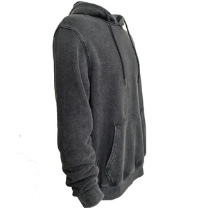 Sweat à capuche personnalisé pour hommes 100% coton délavé à la française surdimensionné délavé à l'acide bouffant brodé logo hiver teint uni - Product Image 3