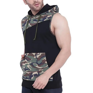 Wholesale Custom Heavyweight Washed <b>Men's</b> <b>Sleeveless</b> <b>Hoodie</b> Good Quality Street Wear - Product Image 2