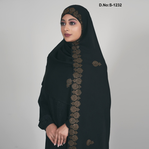 Chiffon Hijab with Ornate Border Accent and Traditional Motif Detailing for Refined Modest Wear - Product Image 4