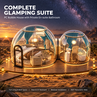Suite de glamping complète de luxe en forme de bulle avec salle de bain privée intégrée pour projet hôtelier de station balnéaire dans le désert