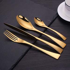 Juego de Cubiertos de acero inoxidable de 4 piezas de Color dorado con estilo Cocina Comedor Hotel Cubiertos Tenedor Cuchillo Cuchara - Product Image 3